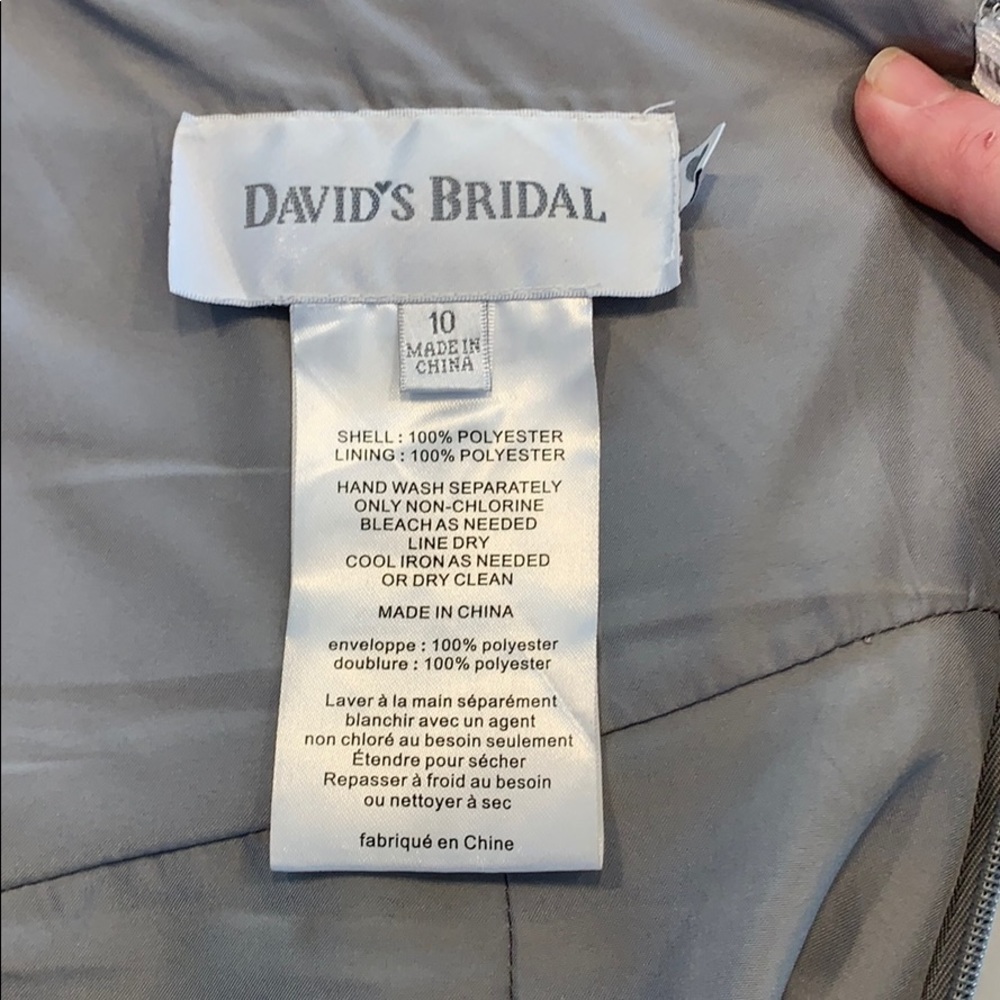 Size 10 David’s bridal silver/gray strapless dress - Picture 7 of 8
